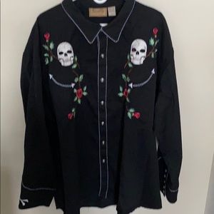 Scully pearl skull button western shirt